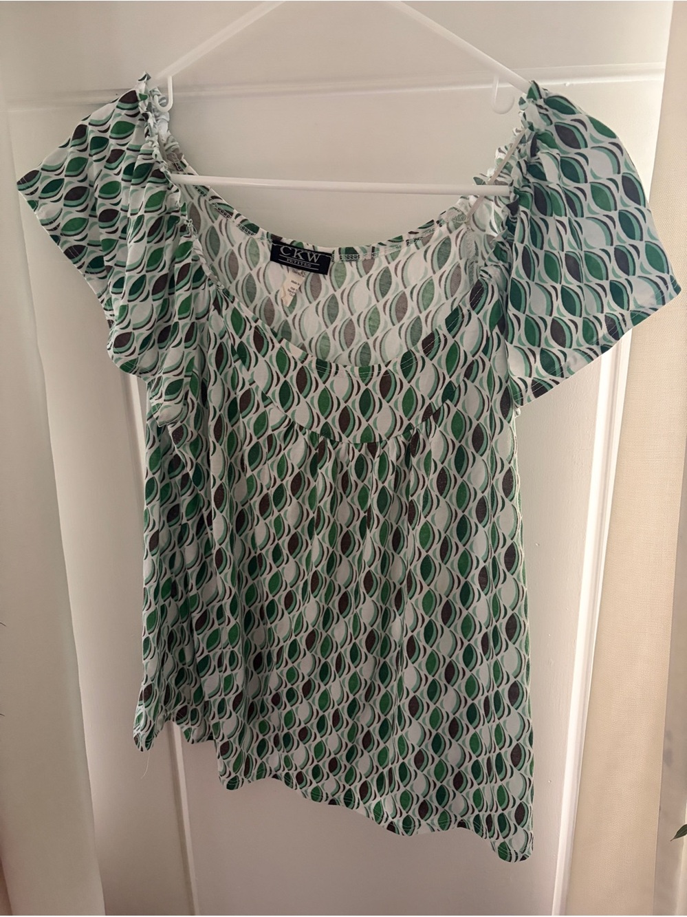 CKW Petites Green Brown Shirt Size L P